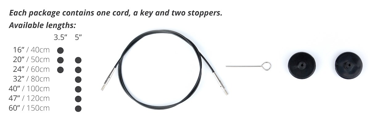 Lykke Interchangeable Swivel Cords, Clear / 60 / 5 Tips